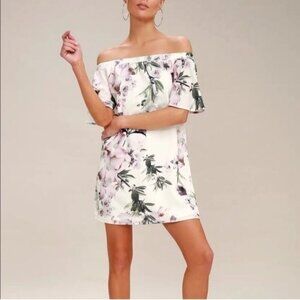 NWT Lulu’s Dream of You White Off the Shoulder Dress‎ S Bridal Event Elegant